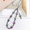 Cuentas como Joyería Nuevo Cristal Mariposa Lanyard para Teléfono Móvil DIY Cadena de Mariposa de Piedra con Cuentas Correa de Muñeca para Teléfono Móvil