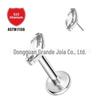 F136 brincos de pino de olho de cavalo de titânio incrustados 5A zircão lábio pino cross-border G23 liga de titânio corpo piercing jóias orelha osso pino