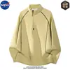 Conjunto de sudadera de alta calidad de la marca NASA, moderno, con media cremallera y cuello alto para hombre, un atuendo de moda casual completo para primavera y otoño