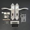 Cerradura Mecánica de Puerta de Acero Inoxidable Cerradura Negra para Puerta Interior Juego de Acero Manija de Exportación Cerradura de Puerta Antirrobo Madera Hierro Diseño Simple