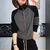 Camiseta Base 280g Mujer Otoño 2024 Nuevo Elegante Cuello Alto Manga Larga Estilo Coreano Moda Versátil Top Adelgazante