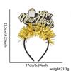 Tiara de Decoração de Estrela e Fita de Ano Novo, Tiara Adereço de Foto para Fantasia de Festa de Véspera de Ano Novo, Acessório de Cabelo Letra Taça de Vinho Preto e Dourado