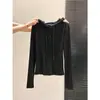 Camiseta Básica de Manga Larga con Capucha para Mujer, Estilo Dulce y Picante, Cuello en V Semiabierto con Botones, Diseño Estilo Ins para Otoño e Invierno