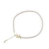 Colar de Pérolas de Água Doce Borboleta de Zircônia Fivela em T Colar com Franja Estilo Floresta Retrô Francês Mais Fácil de Combinar Corrente para Clavícula