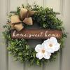Corona de Navidad Halloween Transfronterizo Nuevo Producto Flores Artificiales Decoraciones de Pared Placa de Madera de Eucalipto Colgante de Puerta Campanas al por Mayor