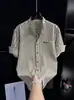 Nova Camisa Masculina de Manga Curta Listrada 2026, Camisa de Verão Fina, Manga Três Quartos, Fashion, Simples, Versátil, Camisa da Moda