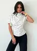 Elegante Camiseta de Manga Asimétrica Ajustada para Mujer, Top Casual Retro de Oficina para Otoño, Adecuada para Viajes al Trabajo y Bodas