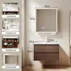 Gabinete de Baño de Madera Maciza Estilo Medieval con Cajones Dobles y Amplio Espacio de Almacenamiento, Lavabo Cerámico Integrado