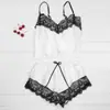 Conjunto de Pijama Sexy con Abertura y Tirantes de Encaje para Casa