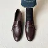 Mocasines de Mujer en Stock, Nuevos Zapatos de Cuero Estilo Británico Retro Slip-On para Primavera/Otoño, Zapatos de Tacón Grueso Versátiles para el Trabajo