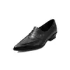 Zapatos de cuero para mujer color piel de oveja, de altura media, nuevo estilo otoño/invierno, piel genuina, punta fina, acabado envejecido, botines de tobillo de corte bajo, con tacón grueso de altura media