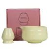 Conjunto de duas peças de conjunto de chá matcha estilo japonês tigela de cerâmica para matcha cor de grão de matcha natural caixa de presente cerimônia do chá
