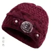 Chapéu de inverno para mulheres de meia-idade e idosos, forrado com lã, espessado, chapéu de velho, chapéu quente para mãe, chapéu de tricô de lã de outono para senhora