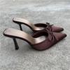 Moda Medias Zapatillas Puntiagudas para Mujer, Sandalias de Verano 2026 con Lazo, Mules de Tacón Alto de Aguja