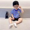 Camisetas Casuales de Algodón para Bebé Niños Mangas Cortas Rayadas Camisetas de Cuello Redondo para Niñas Chalecos para Bebés Verano Nueva Tendencia