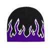 Gorro de Punto para Hombre, Gorro de Llama Estilo Hip-Hop Callejero, Gorro para Ciclismo al Aire Libre, Sin Visera, Parte Superior Redonda, Cálido, Casual, Versátil