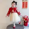 Vestidos para Niñas, Saludos de Año Nuevo, Ropa de Invierno, Faldas para Niños, Elegantes Faldas Rojas de Princesa, Ropa de Año Nuevo para Niñas Pequeñas