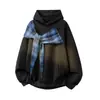 Sudadera con Capucha Patchwork Falsa de Dos Piezas para Hombre y Mujer, Marca de Tendencia Otoño e Invierno, Top Versátil Casual Holgado con Chal de Lazos y Mangas Largas