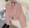 Blazer Negro Corto para Mujer, Nuevo Estilo Primavera y Otoño, Diseño Casual de Alta Gama, Estilo de Nicho para Mujeres Petites, Calidad de Exportación