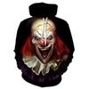 Moletom com capuz masculino de impressão digital 3D, boneco fantasma chucky, palhaço de desenho animado transfronteiriço, Halloween, caras do bem