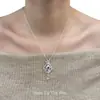 Frasco de Perfume Estilo Coreano Roxo Misterioso Brilhante Diamante Colar Pingente de Frasco de Perfume de Alto Valor para Mulheres, Corrente de Suéter de Luxo Leve