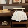 [Pequeño Chef Dulce] ¡Estética de Ballet! Conjunto de Chaleco Rojo Bordado con Moño para Bebé Niña y Pantalón Falda de Pastel Calado