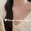 Design Minimalista Estilo Coreano Estilo Ins Joia de Prata Prata Pura S925 Colar Quadrado Liso com Laço Versátil para Mulheres com um Toque de Luxo