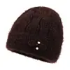 Gorro Cálido con Hebilla Estilo Transfronterizo para Proteger los Oídos de Personas de Mediana Edad y Mayores, Gorro de Punto para Otoño e Invierno, Gorro de Lana Engrosado, Gorro sin Visera Forrado de Felpa para Mujeres Mayores