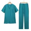 Roupas de trabalho cirúrgicas para médicos, masculinas e femininas, roupas para escovação manual, poliéster algodão não elástico secagem rápida roupas para lavagem à mão traje dividido manga curta