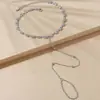 Tobillera Bohemiana de Playa Europea y Americana con Mariposa Dorada y Cadena de Cuentas Pequeñas, Joyería para el Pie Estilo Vintage al por Mayor en Color Plateado