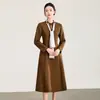 2616301-Vestido de Manga Larga Estilo Francés de Gama Alta Nanyou Otoño Invierno Generoso y Decente Falda con Lazo de Bufanda Nuevo Estilo