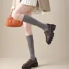 Meias 3/4 Cinzas para Mulheres, Estilo Ballet, Novas Meias de Compressão para Afinar as Pernas, Estilo Slouch para Primavera e Outono, Meias de Algodão Puro Cor Café para Mulheres