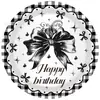 Mm344 Vajilla Negra con Moño Fiesta Set de Cuatro Piezas para 8 Personas Estilo Oscuro Plato de Papel Decorativo Servilleta de Papel Vaso de Papel Combinación