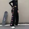 Calça esportiva de fleece com cordão para mulheres, outono e inverno, novo design, nicho, casual, espessa, perna larga