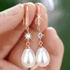 Cao Shi barroco em forma de gota brincos de pérolas artificiais elegantes para mulheres com diamantes embutidos brincos de noiva de casamento festivo