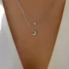 Colar de Estrela Atacado Europeu e Americano Transfronteiriço Novas Joias Nicho Full Diamond Liga de MultiCamadas Lua Joias Pingente Feminino