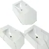 Encimera de Lavabo Integrado Caliente Doblado de Losa de Roca Hecha a Medida para Baño, Lavabo Doble con Esquinas Recortadas y Forma Irregular para Instalación Bajo Encimera