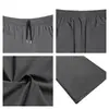 Pantalones rectos de nailon con rejilla de doble línea, ligeros, de secado rápido, con efecto piel de hielo para hombre, nuevos pantalones largos casuales holgados de estilo coreano de verano para mujer