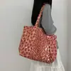 Bolso con Estampado de Leopardo Nicho Coreano de Gran Capacidad Bolso de Hombro para Mujer Diseño Bolso de Lona Estilo Coreano Estilo Lazy Bolso Tote