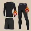 Conjunto de Ropa Interior Térmica De Rong, Casual y Versátil, Capa Base de Invierno para Correr con Forro Polar y Engrosada para Hombre, A Prueba de Frío, Ajustado para Deportes