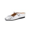 Zapatos tipo mule de piel de vaca con pliegues y altura interior, estilo coreano, novedad de verano 2024, tacón medio, punta cuadrada, piel auténtica, para mujer.
