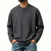 Comercio Exterior 2026 Ropa de Punto Transfronteriza Primavera y Otoño Camiseta de Manga Larga para Hombre, Corte Holgado, Estilo Europeo y Americano, Camisa Base Versátil de Color Sólido con Botones