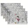 Tapete de Mesa de Natal TEMU Transfronteiriço Material de Linho Estampado Utensílios de Cozinha Domésticos Porta-Copos Decoração de Festa de Feriado