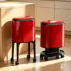 Papelera alta con ruedas para uso en la cocina del hogar, gran capacidad, móvil, lujo ligero, no es necesario agacharse, papelera con tapa