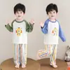 Pijama Infantil para Meninos, Algodão Primavera e Outono 2026 Novo Estilo, Desenho Egg Boy Manga Longa Calça Longa Conjunto para Dormir em Casa