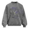 Sudadera con Capucha y Estampado de Graffiti de Letras Cuello Redondo para Hombre Primavera y Otoño Holgada Tendencia Callejera Americana Ins Popular Sudadera Pullover con Flores