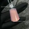 Pingente de Calcedônia Rosa Natural Banhado a Prata, Fecho de Segurança de Ágata Rosa, Pingente de Jade Cabacinha, Suprimento Vivo