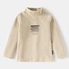 Ropa Infantil para Niños 2025 Otoño e Invierno Tops Nueva Camiseta de Manga Larga Estampada de Cuello Alto Ajustada Cepillada