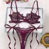 Conjunto de lencería francesa estilo puro deseo transfronterizo para mujer, conjunto de sujetador de malla bordada calada, lencería sexy europea y americana al por mayor