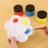 Paleta redonda de plástico com 10 furos, pequena, em formato de flor de ameixa, para pintura à mão com guache e aquarela, ideal para crianças.